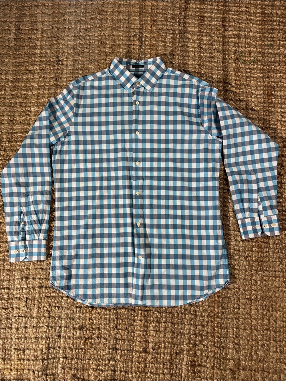 Banana Republic Blue and White Gingham Button-Down Shirt